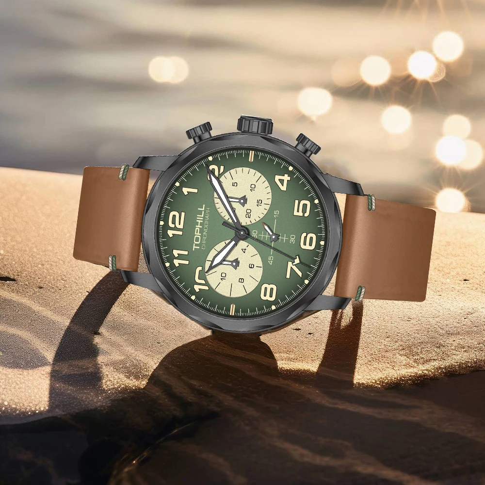 Retro Chronograph Stainless Steel Watch for Men - 5ATM