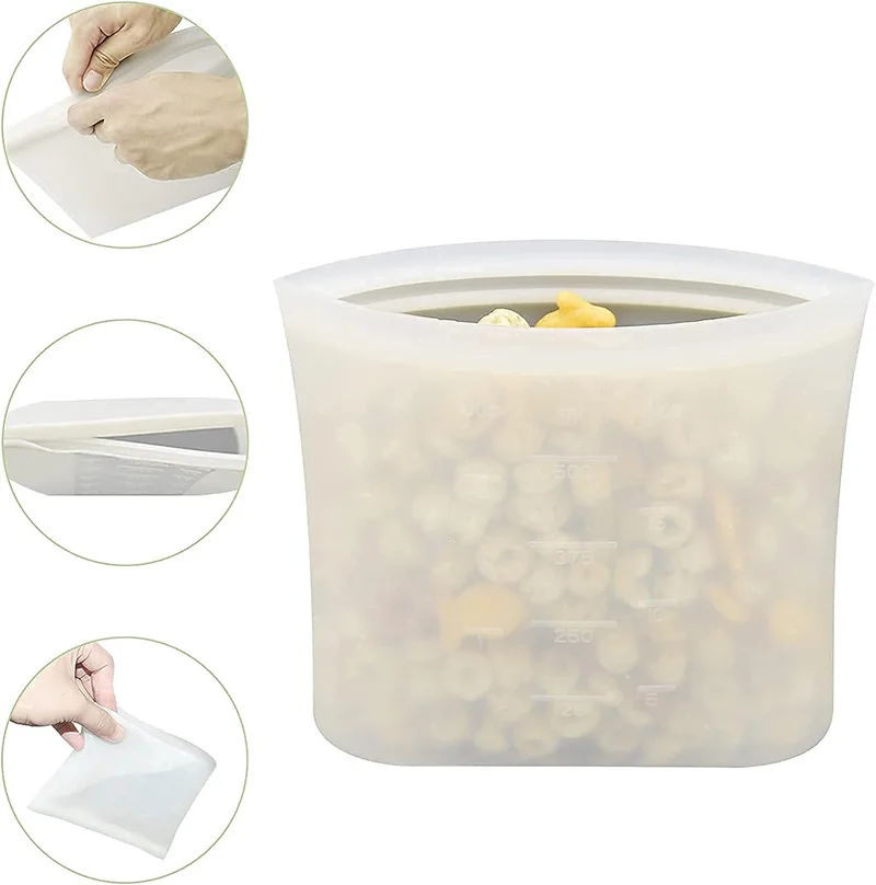 BPA Silicone Storage Bags Ziplock  Containers Freezer Bags Microwave Oven Safe for Kitchen Food Use manufacture