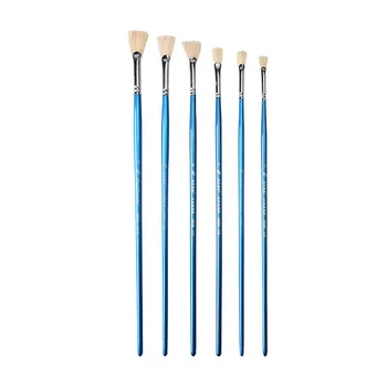 Paul Cezanne Wholesale Fan Bristle Paint Brush 6 Different Size Blue Handle Art Painting Brushes