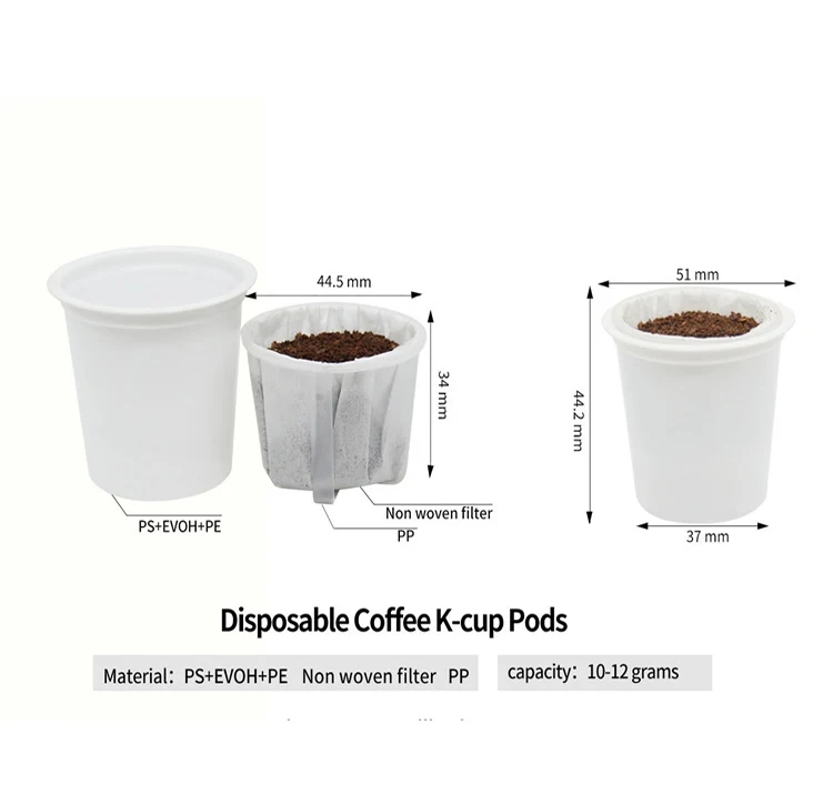 PLA BiodegradableWholesale Empty K Cup Coffee Capsule With Filter and Nespresso Lid