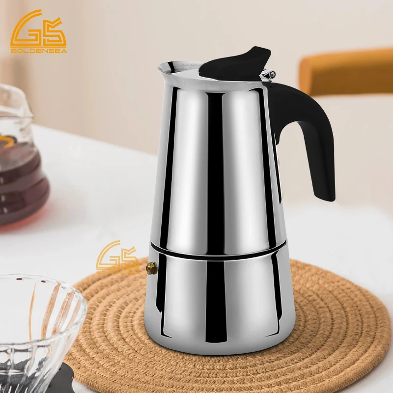 High Quality Italian Commercial Espresso Coffee Maker Stainless Steel 304 Moka Pot 12 Cup