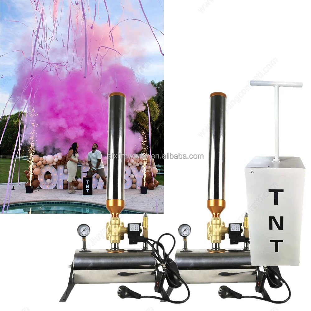 Electronic Remote Control Gender Reveal Smoke Machine Baby Shower Powder Fireworks Party Prop Colorful Confetti Cannon Machine
