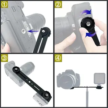 Staffa Doppia Per Treppiede Dual Speedlite: Monta Fotocamera E Flash, La Barra Estensione In Alluminio Per DSLR