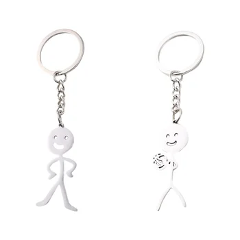 COLORFUL BLING Middle Finger Keychain - Stainless Steel Funny Doodle Pendant, Unisex Keyring