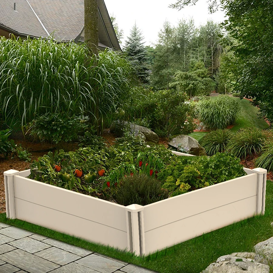 Qikdesign Raised Garden Bed Kit 4'x4' Outdoor Above Ground Planter Box for  Growing Vegetables Flowers