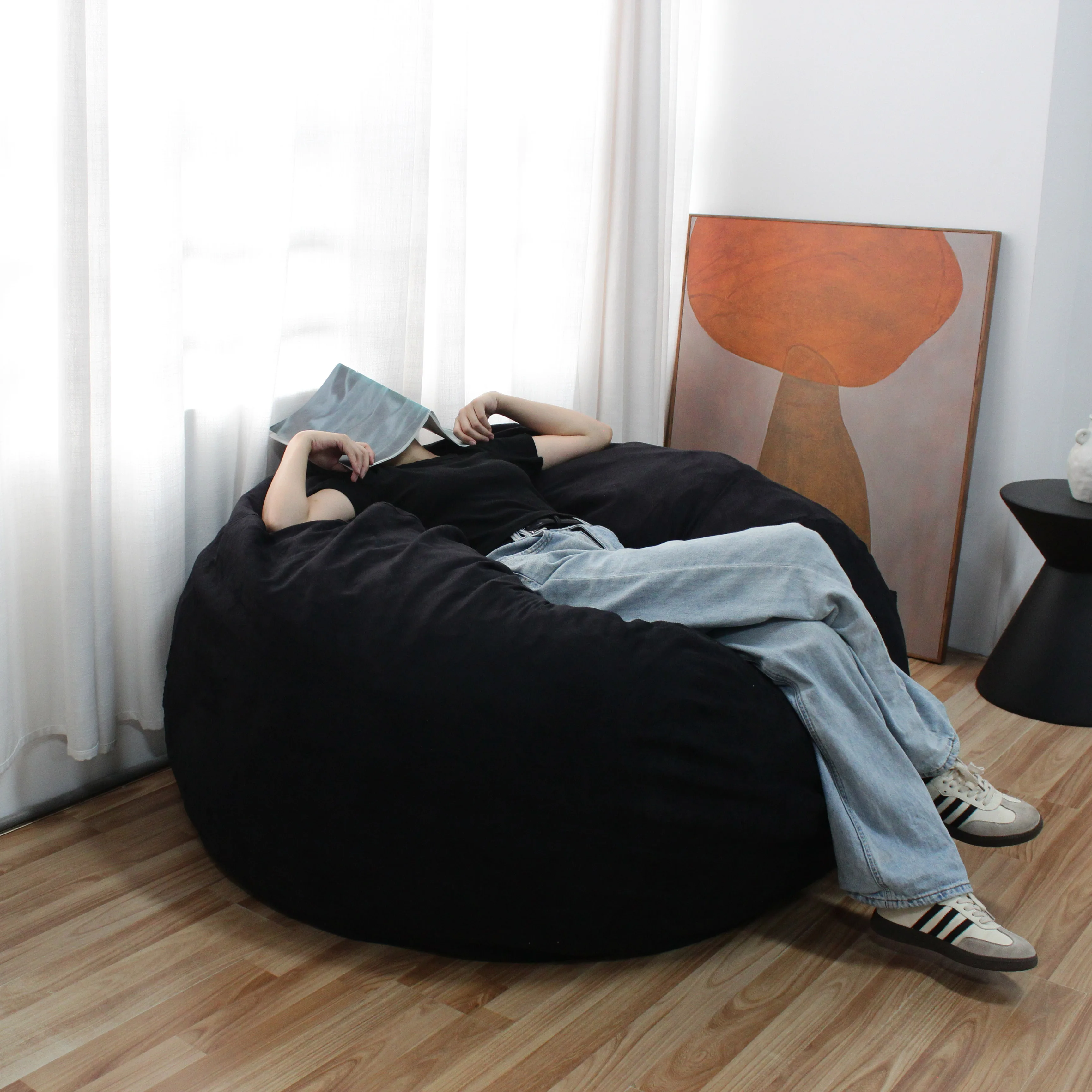 Luxury Faux Fur Shredded Foam Bean Bag Shredded Foam Chair Large Lazy