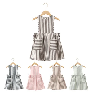 High Quality Custom Color Children Skirt 100%Cotton High-Waist Elastic Sleeveless Infant Baby Dress 0-12 Months