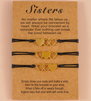 Set 3 Bracciali Amicizia Regolabili Con Ciondolo Cuore Oro Rosa Inciso 'Best Friend' - Per Amiche E BFF - 6
