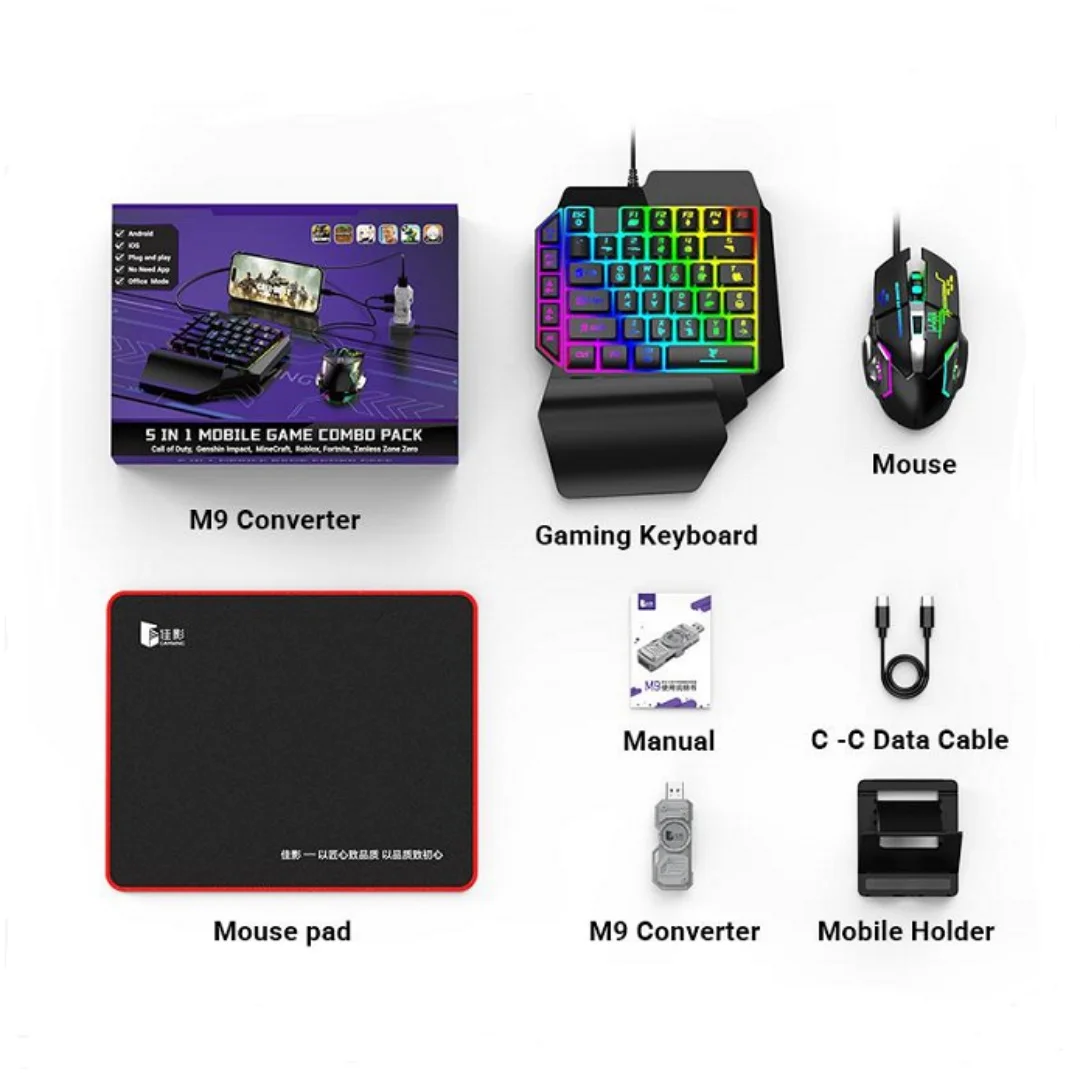 M9 Game Mouse&Keyboard Mechanical Gaming Keyboard & Mouse Converter Adapter for IOS & An aperçu 2