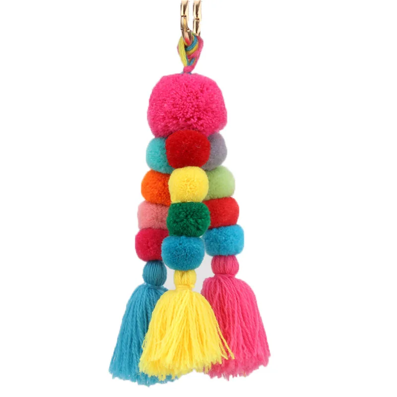 Didiseaon 3 pcs bohemian handbag charms backpack keychain key chain bag  charm tassel pendant boho tassel keychain boho pom pom keychain tassels  charms