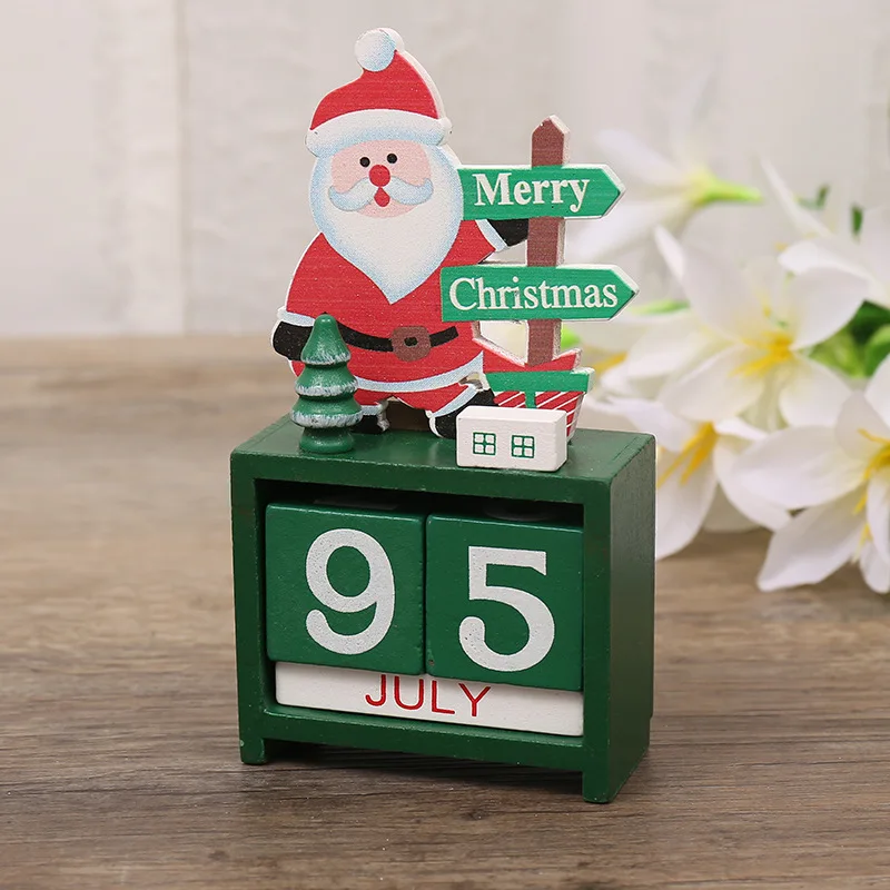 PUSELIFE Wooden Desk Advent Calendar Custom Christmas Wood Desk Countdown Block Cubes Calendar Stand Perpetual Calendar Cubes