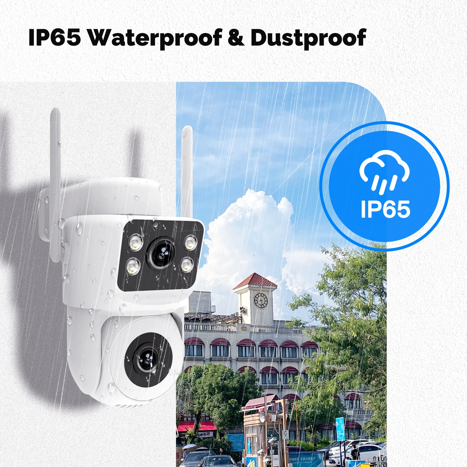 IP65 Tuya Wifi Outdoor Security Camera 8MP Dual Screen