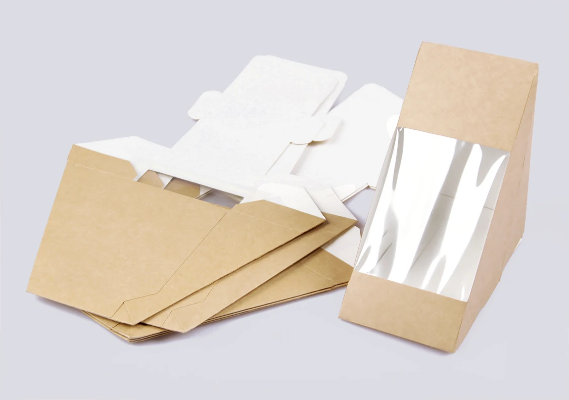 Sowinpak Brand Food Grade  PE PP PLA Aqueous Coating Kraft White Bamboo Paper Sandwich Box for Supermarket supplier