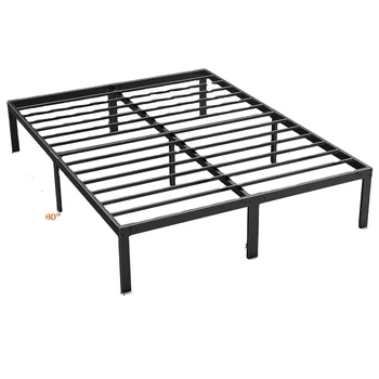 Queen Size Free Shipping Heavy Duty Metal with Durable Steel Slat Support Black