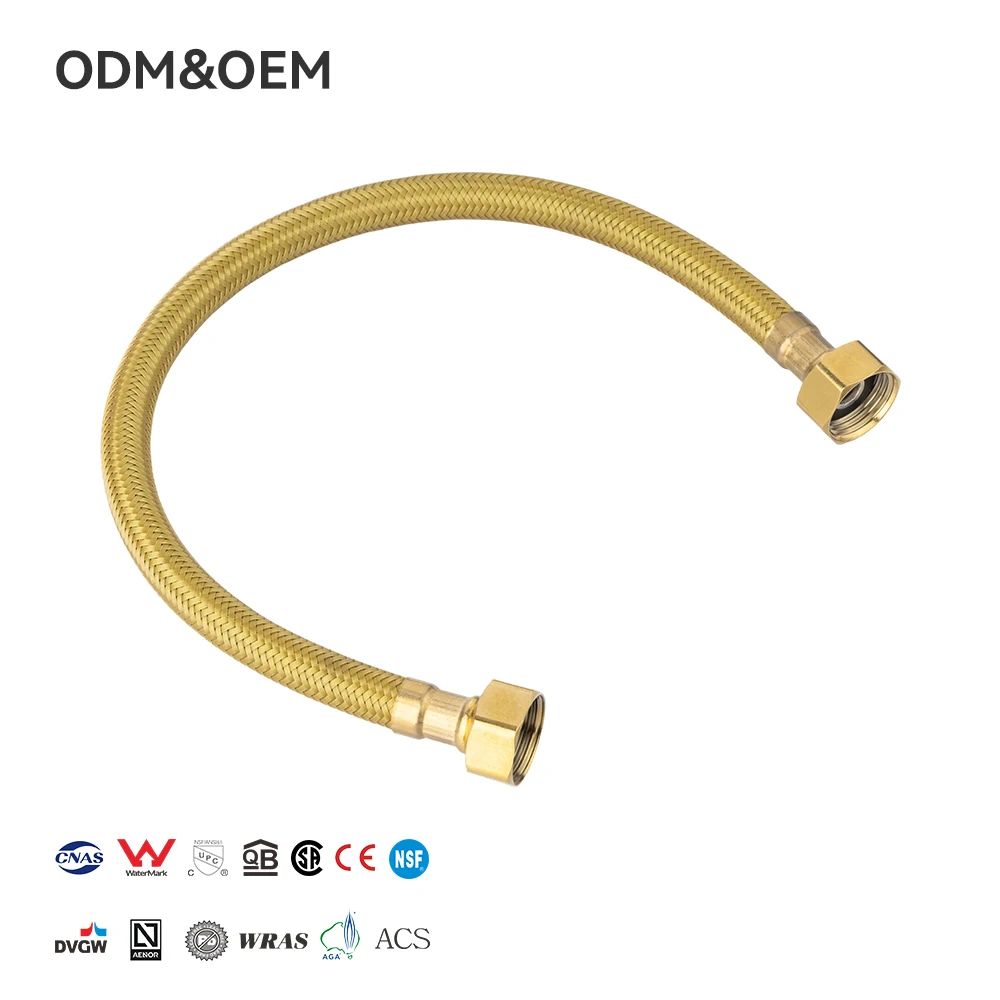Nejprodávanější moderní flexibilní koupelnová toaletní hadice s měděným tvarovkem, zlatá PET pletená potrubní hadice s vnitřní trubicí PEX, záruka 5 let
