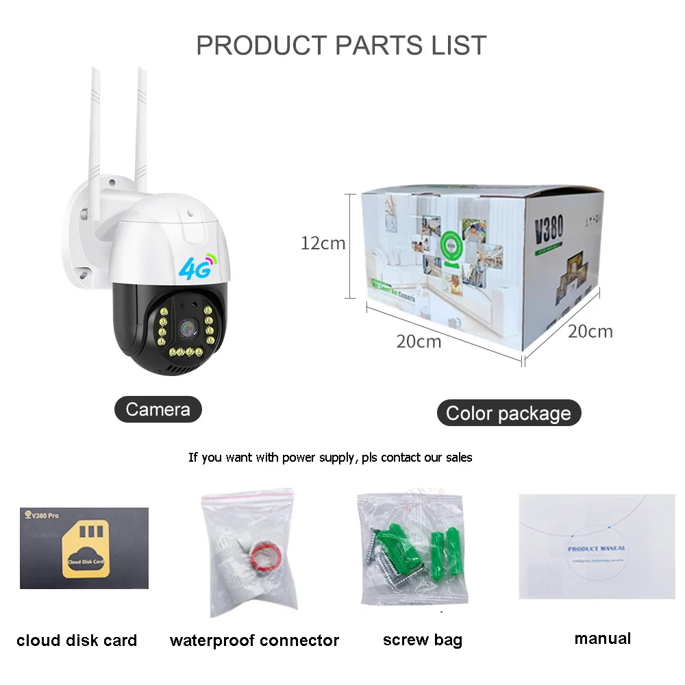 V380 Pro 3MP PTZ 4G Wireless Security Camera with Night Vision OEM