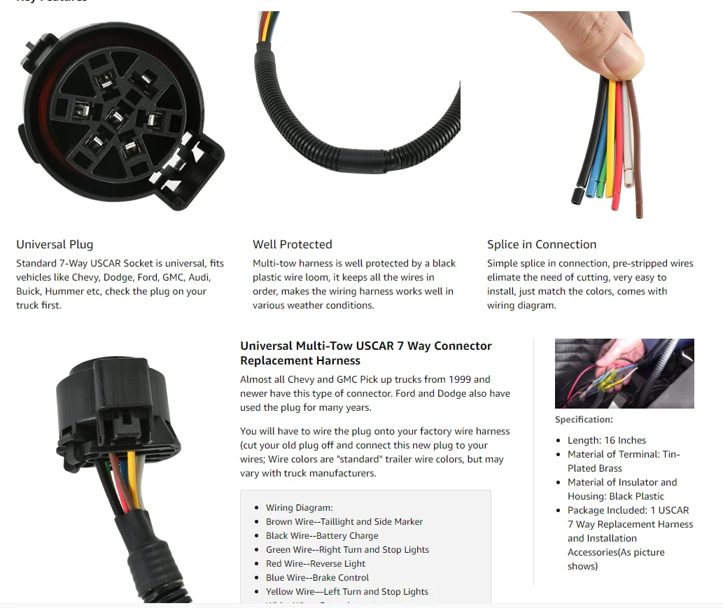 7 Way Female End Connector Us Car Vehicle 7 Way Multi-tow Wire Harness Is  The Truck End Connector Trailer Plug Harness - Buy 7 Way Multi-tow Wire  Harness,7 Way Female End Connector,7