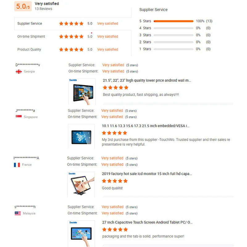 Touchwo Custom Water Proof Totem Ips Capacitive Lcd Monitors Touchscreen 32 Inch Touch Screen Monitor with Android