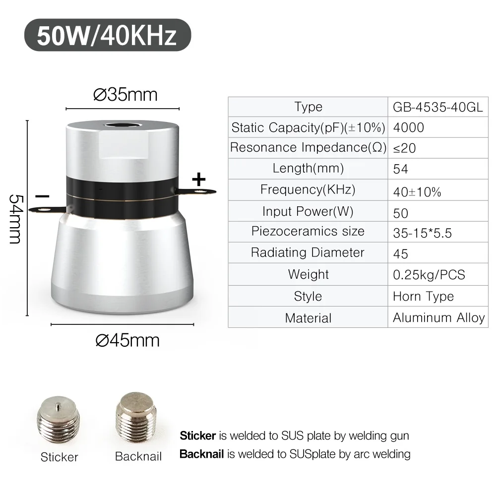 New 100W Ultrasonic Transducer Driver Circuit with 40KHz 220V 2-Piece Piezoelectric Transducer 200V