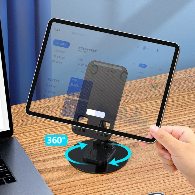 360 Degrees Rotated Lazy Bracket Height Adjustable Metal Base Lifting Folding 2 in 1 Phone and Tablet Holder for ipad