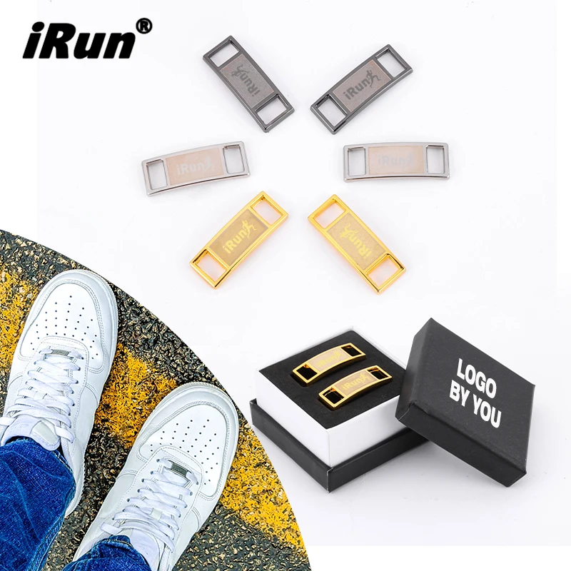IRun Shoelaces Tag Custom Laser Shoe Laces Charm Lock Sneaker Shoelace Metal Tag Dubrae Metal Pins Badge