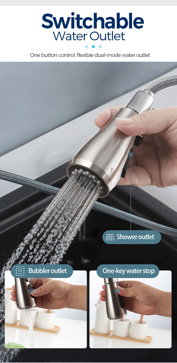 2021 kitchen faucet stainless steel 304 water tap modern kichen kitchen taps brass pull out sprayer kitchen mixer sink faucets