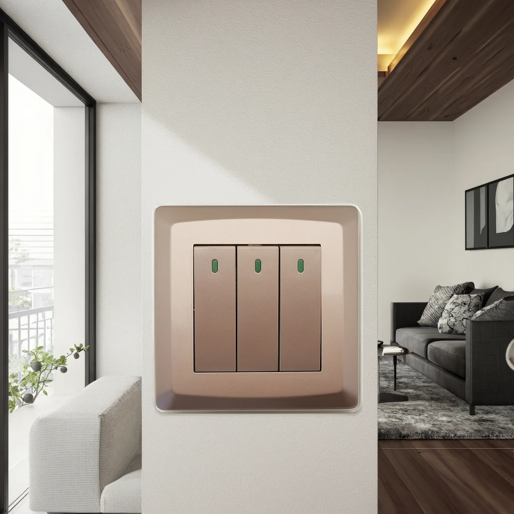 Vnx OEM Wall Socket and Switches Custom British Standard 250V 10A 3 Gang 1Way 2Way Electric Wall Switch
