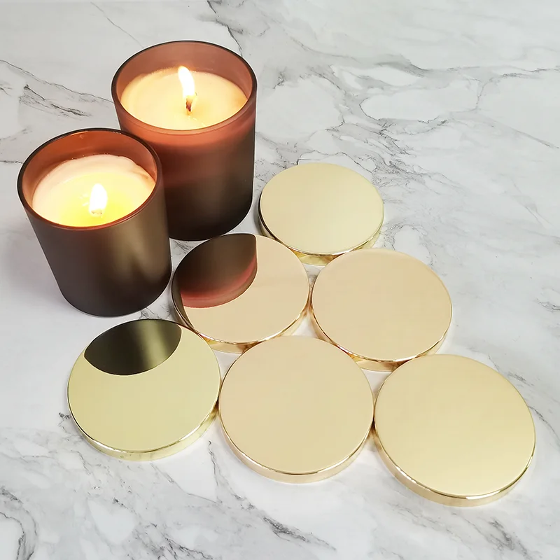 Hot Sale Gold Metal Candle Lid  Covers Iron Metal Flat Lid  Rose Gold Custom Candle Jar Lid For Scented Candle Glass Jar