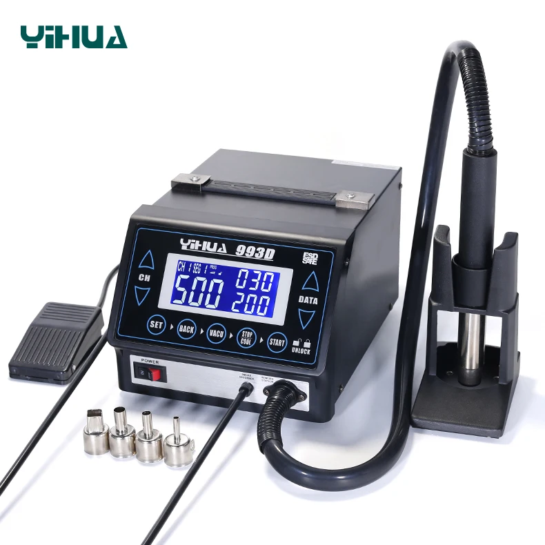 Профессиональная вакуумная паяльная станция YIHUA 993D с горячим воздухом