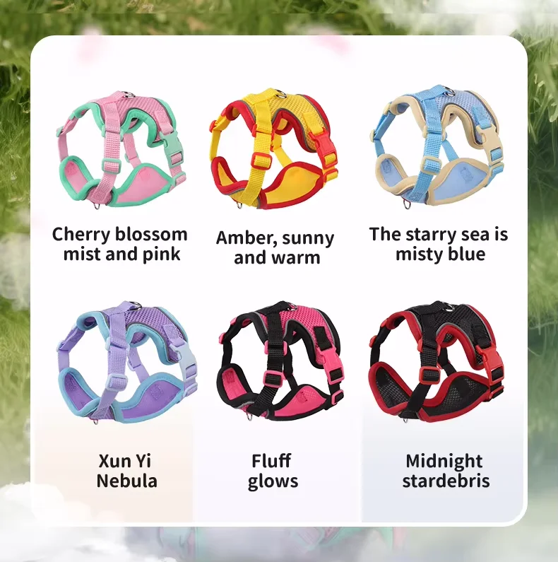 Hot Selling Colorful Vest Style Dog Cat Breathable Harness Leash Adjustable Anti Escape Outdoor Pet Products1