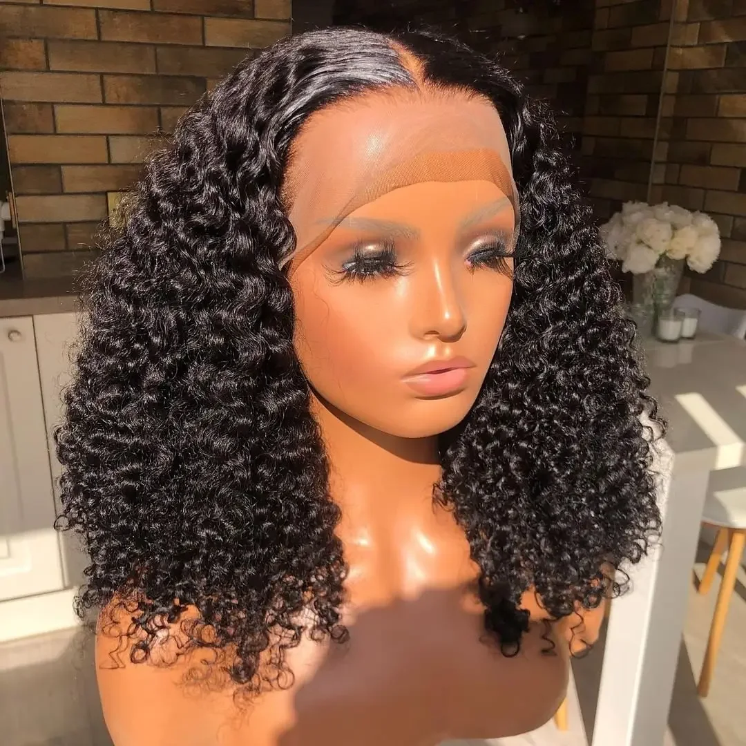 Deep Wave Verschluss Perücke Kurzer Bob Lace Frontal Echthaar Babyhaar Wasserwellen Perücken_voghion.com
