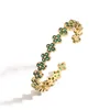 Bracciale quadrifoglio con diamanti verde dorato
