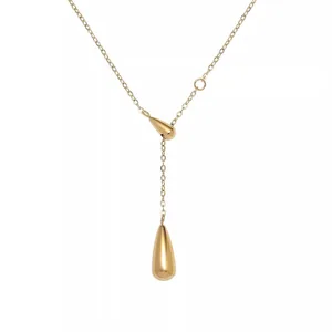 Fashion Women Jewelry High Quality Gold Plated Stainless Steel Pendant Water Drop Necklace