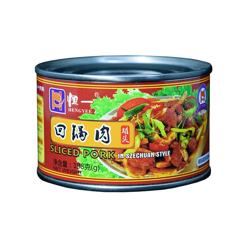 Factory direct sale canned food canned meat 198g canned sliced pork in szechuan style