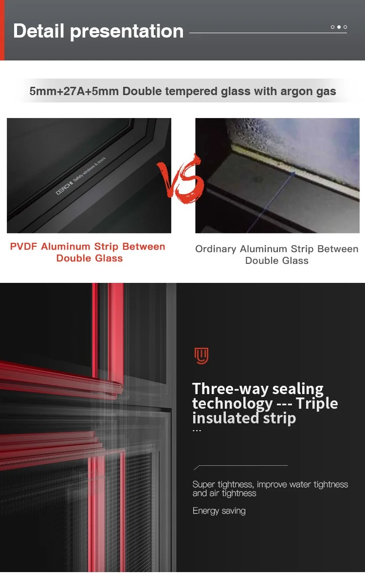 As2047 Commercial Thermal Break Aluminum Double Glazed Windows