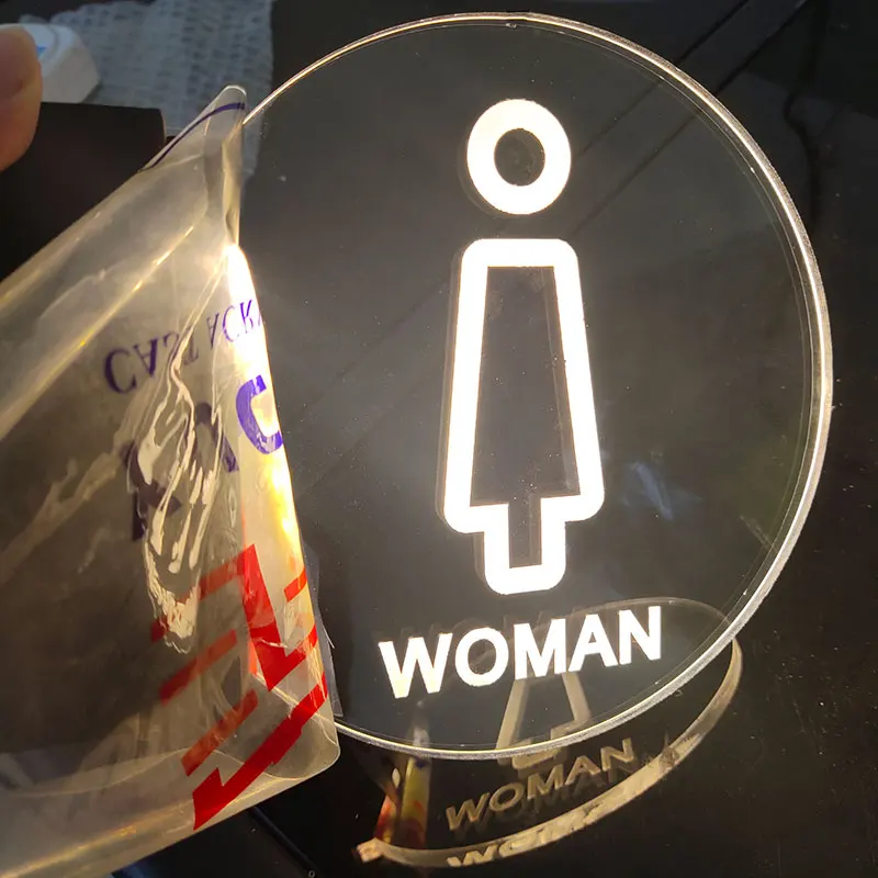 Офисное Кафе Магазин светящийся светодиодный знак туалета Круглый акриловый дверной знак для туалета ванная комната знак