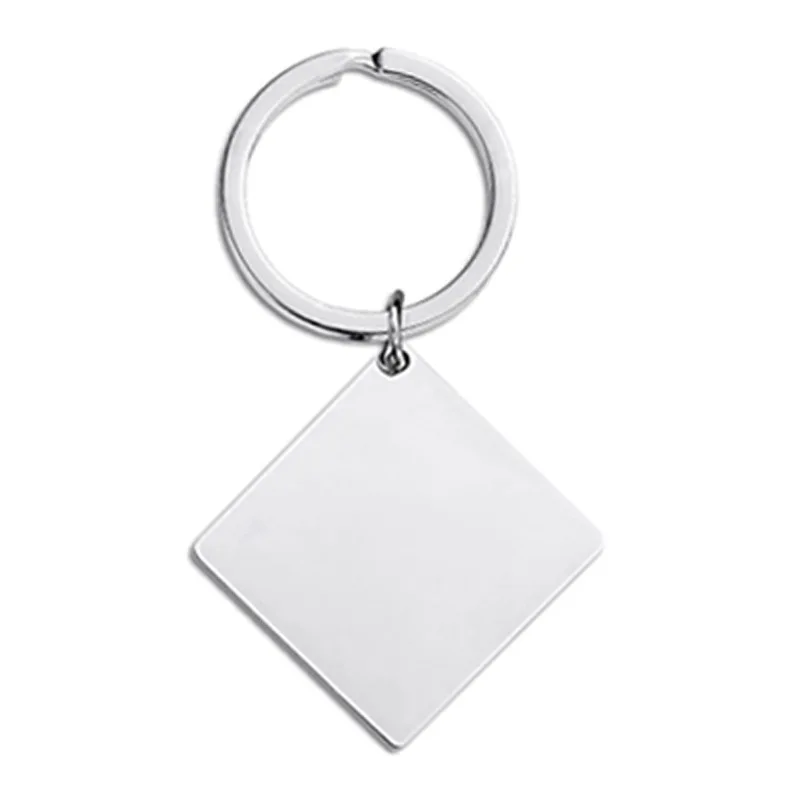 2024  DIY Laser Logo Keyring Blank Square Stainless Steel Keychain
