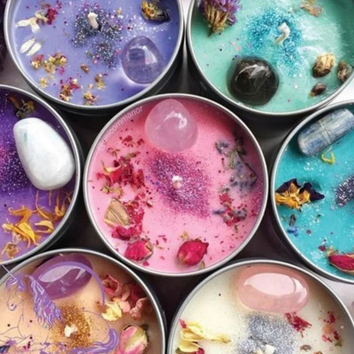 Оптовая продажа, ручная работа, свадебные подарки, высушенный цветок, духовные хрустальные оловянные ароматические свечи