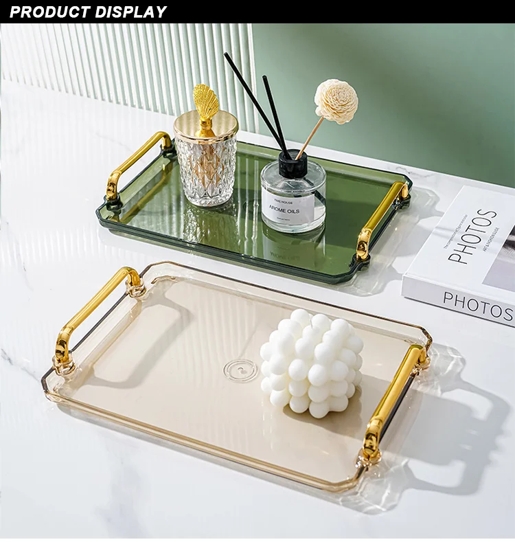 Rectangular Grey Plastic Serving Tray For Serving Breakfast Food