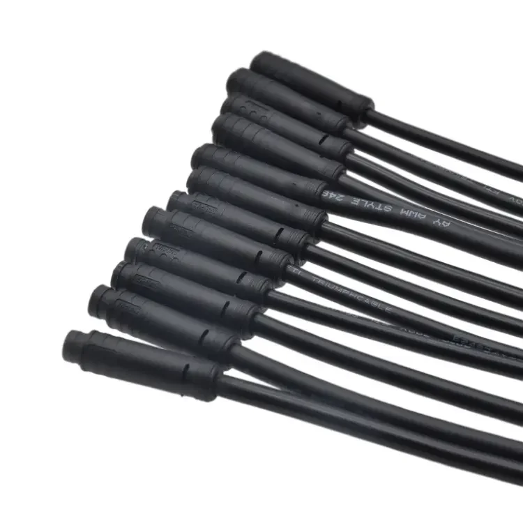 M8 Circular Connector 2-8 Pin Waterproof IP67 Ebike Motor Extension Industrial Solder Snap-in Male Female Plug Connector Cable
