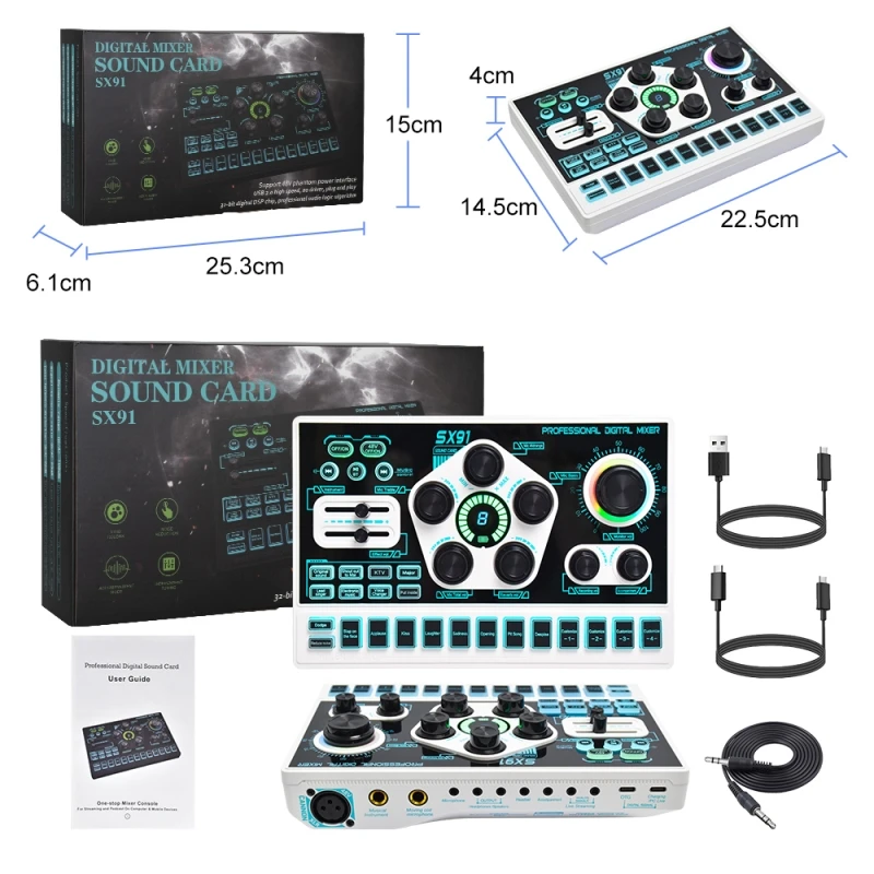 Recording Sound Card Mini Sound Mixer Board Portable Audio Mixer Voice Changer Sound Card Support Mobile Phone