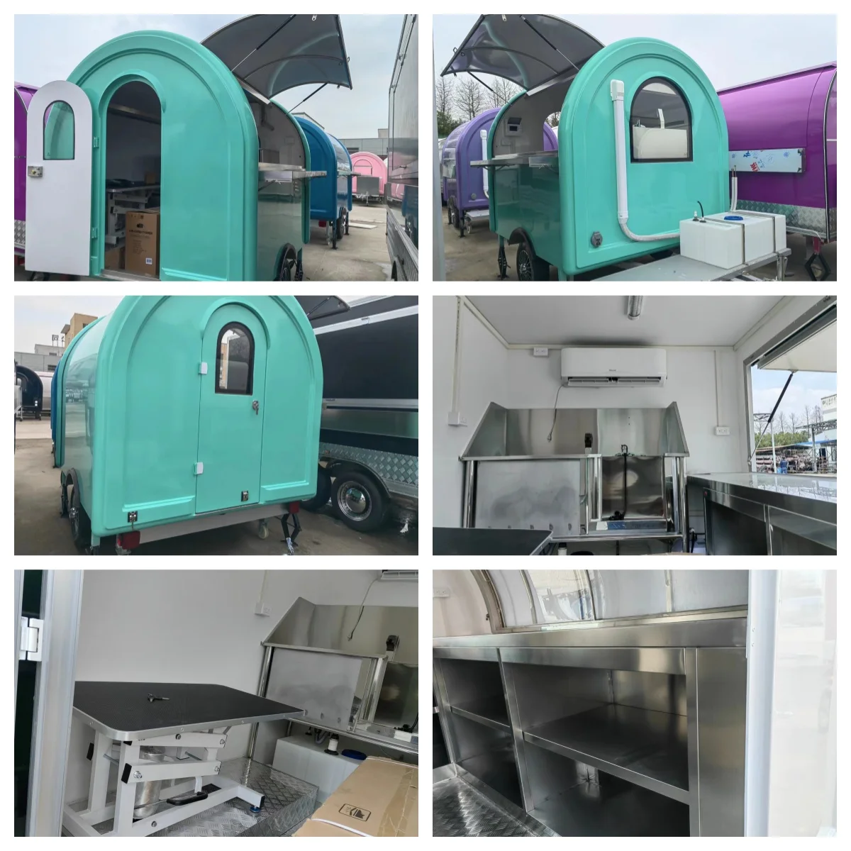 SL-6  Customized fiberglass ice cream food cart pizza coffee food truck mobile fast food trailers American Standard supplier