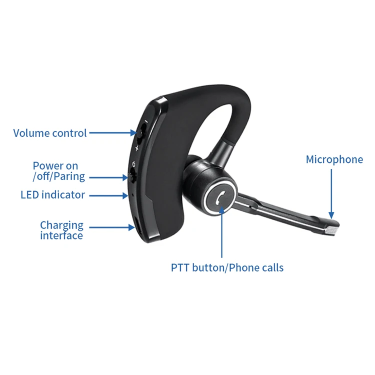 Manufacturer Wireless PTT Talking Intercom Headphone Bluetooth Walkie Talkie Headset for Two Way Radios Baofeng Walkie Talkies