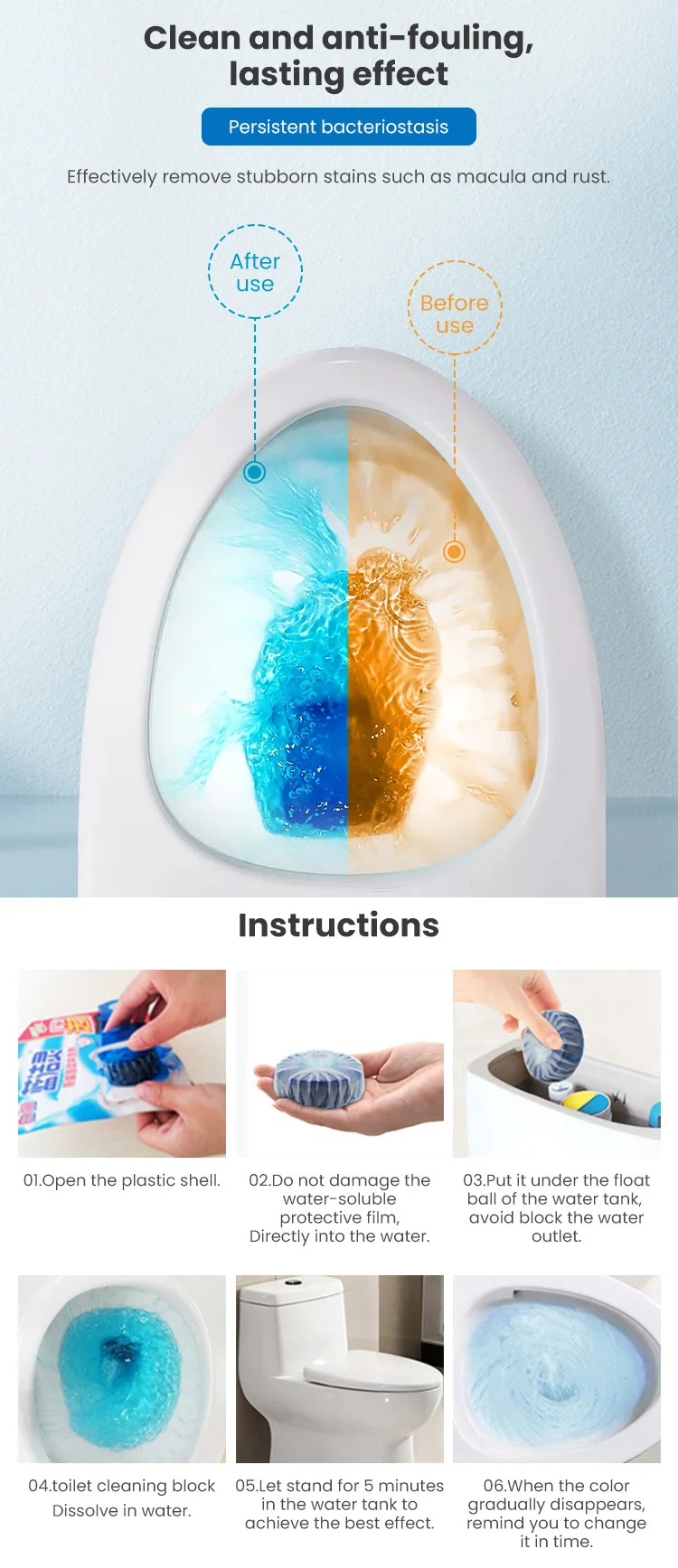 Household chemical detergent toilet bowl cleaner block toilet cleaner factory