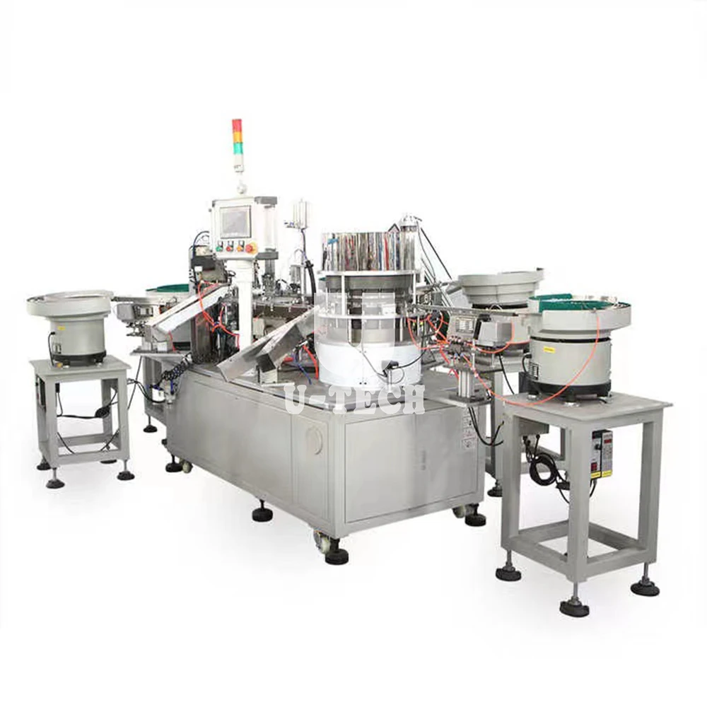2021 U TECH High Speed 2 Part Twist Off Cap Flip Top Closure Lid Bottle Tapa Cap Closing Folding Making Assembly Machine