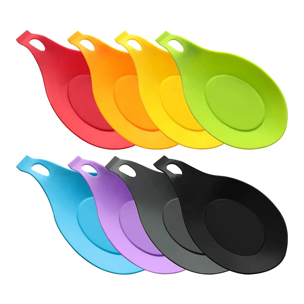 modern custom logo food grade silicone spoon rest holder mat for