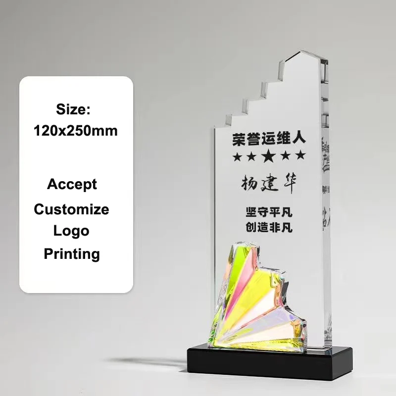 Hot Sale Custom Crystal Glass Trophy Factory New Style Honor Souvenirs Color Printing Award Figurine Love Theme Gift supplier