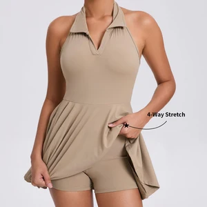 New Fabric High Quality Apparel Women V- Neck Golf Tennis Dress Set Women's Dress Tennis Clothes