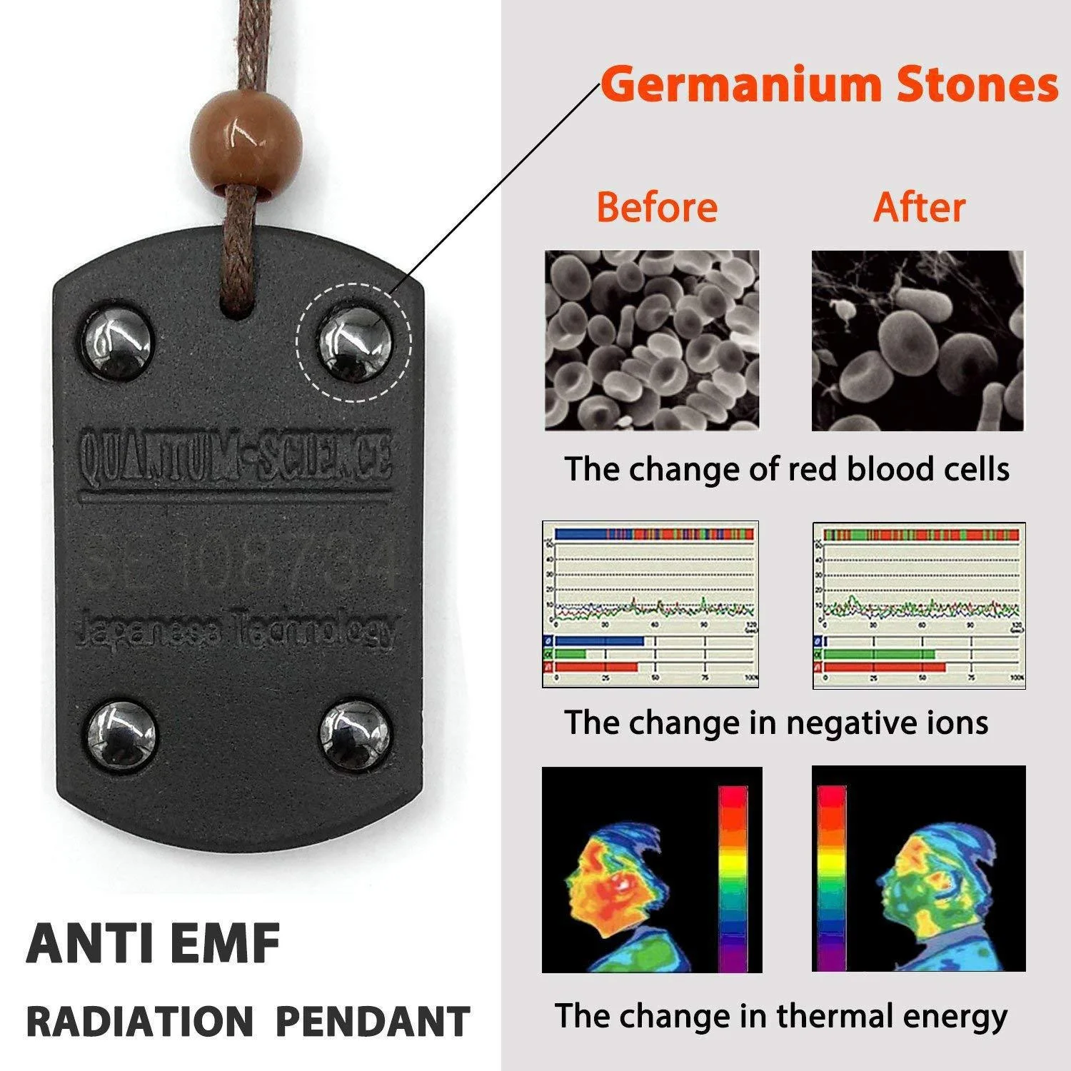 Tourmaline Negative Ions Far Infrared & Scalar Energy Volcanic Lava Reverse Aging Anti EMF Radiation Protection Quantum Pendant