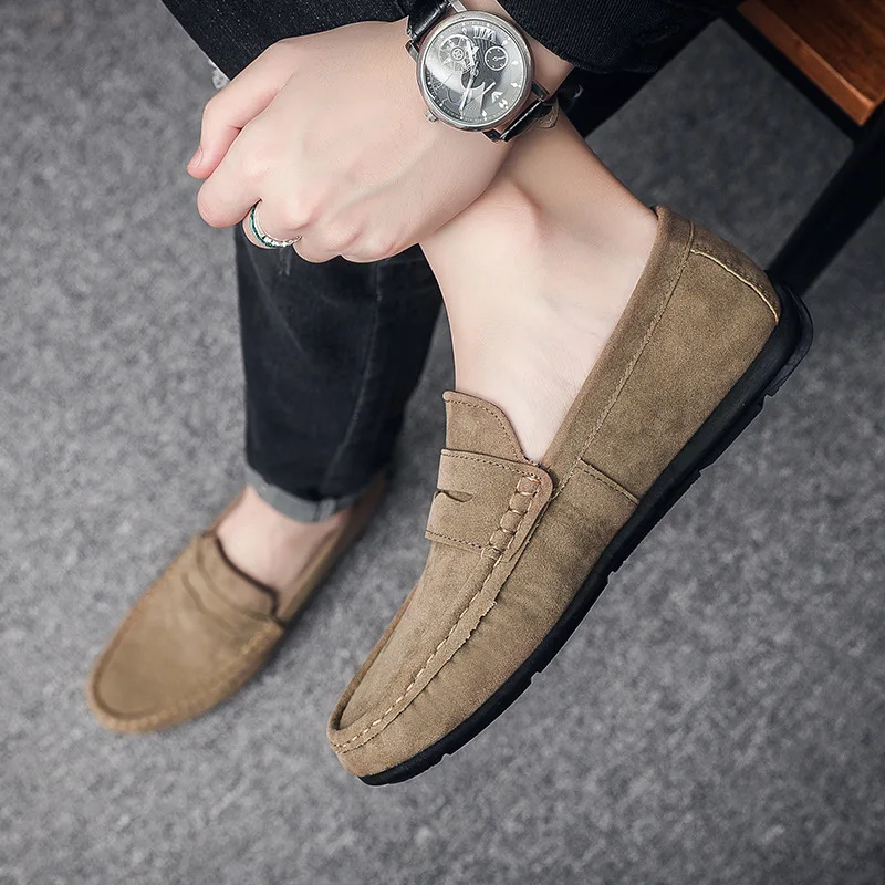 Brown Mens Summer Shoes 2018 New Men's Youth SLIP-ON Dress Bean